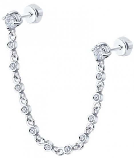 Серьга из серебра с фианитами