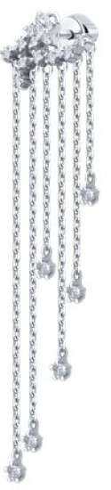 Серьга из серебра с фианитами