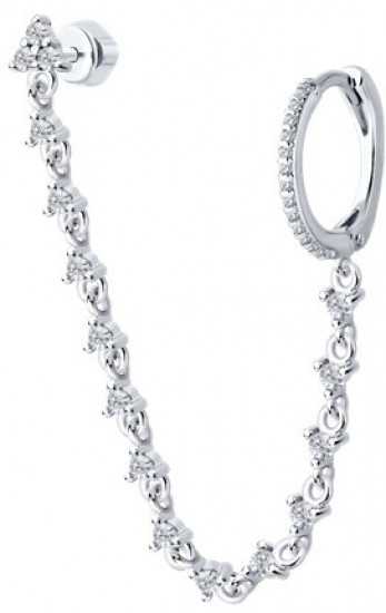 Серьга из серебра с фианитами