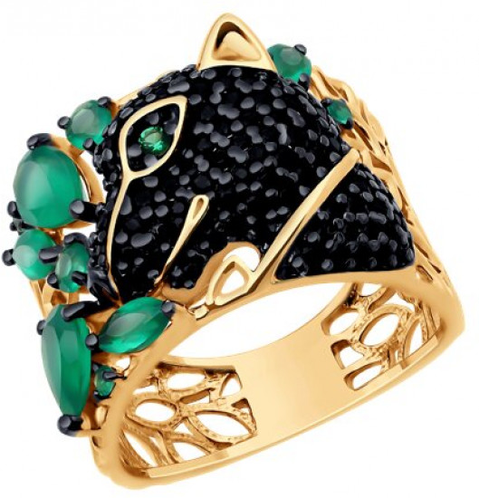 Кольцо из серебра с агатами и фианитами