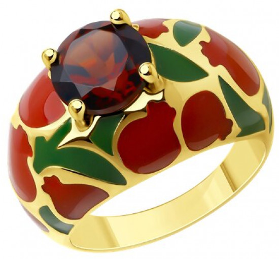 Кольцо из серебра с ситаллом и эмалью | SOKOLOV