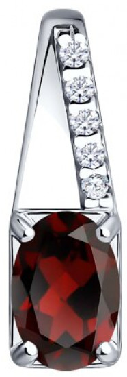 Подвеска из серебра с гранатом и фианитами