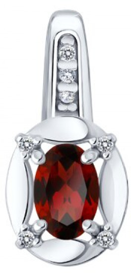 Подвеска из серебра с гранатом и фианитами