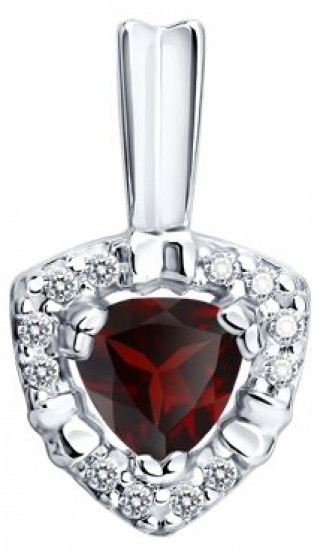 Подвеска из серебра с гранатом и фианитами