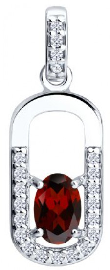 Подвеска из серебра с гранатом и фианитами