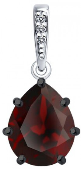 Подвеска из серебра с гранатом и фианитами