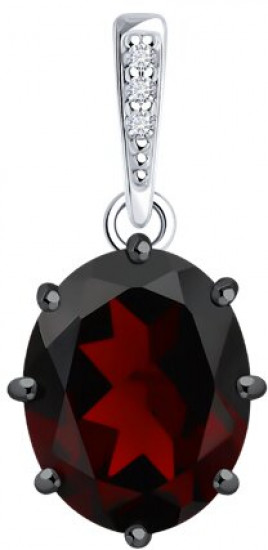 Подвеска из серебра с гранатом и фианитами