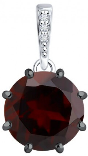Подвеска из серебра с гранатом и фианитами