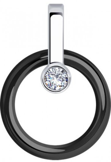 Подвеска из серебра с керамической вставкой и фианитом | SOKOLOV