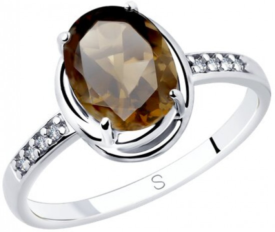 Кольцо из серебра с раухтопазом и фианитами | SOKOLOV