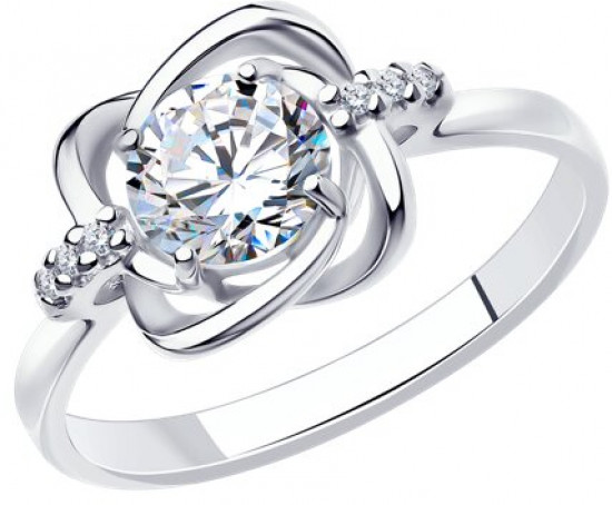 Кольцо из серебра с фианитами