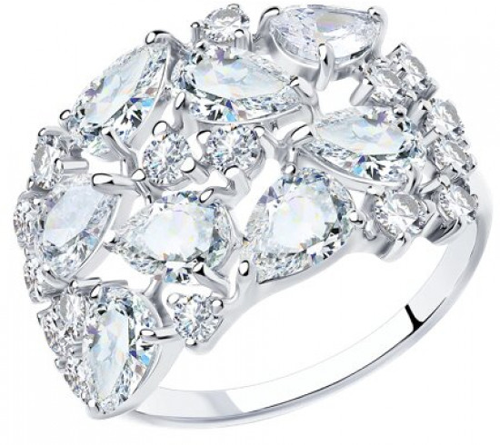 Кольцо из серебра с фианитами | SOKOLOV