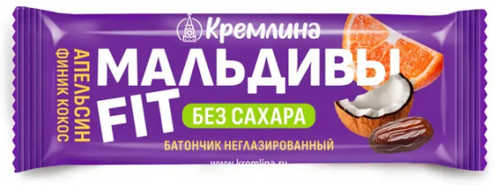 Батончик неглазированный без сахара Мальдивы Fit «Финик и апельсин»