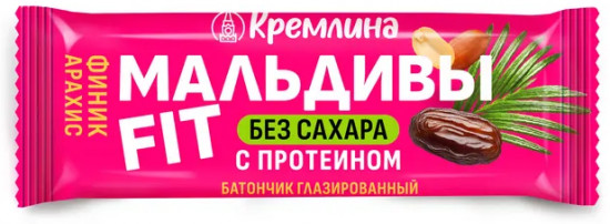 Батончик глазированный без сахара с протеином и арахисом «Мальдивы Fit»