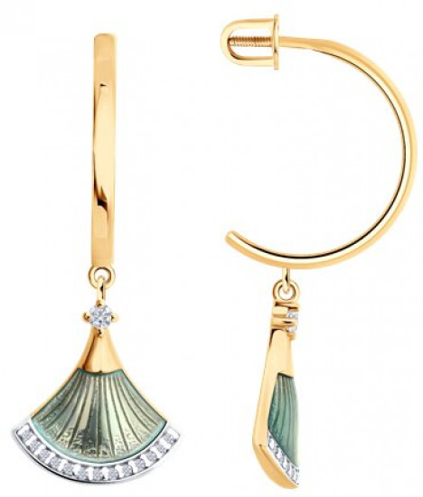 Серьги из серебра с фианитами и эмалью