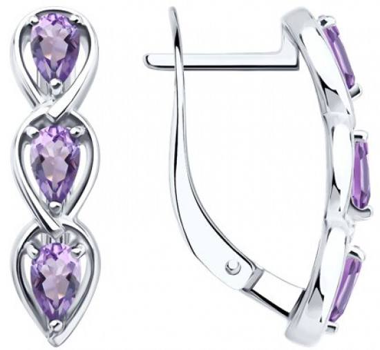 Серьги из серебра с аметистами