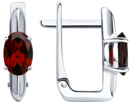 Серьги из серебра с гранатами