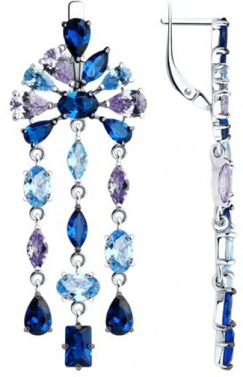 Серьги из серебра с фианитами