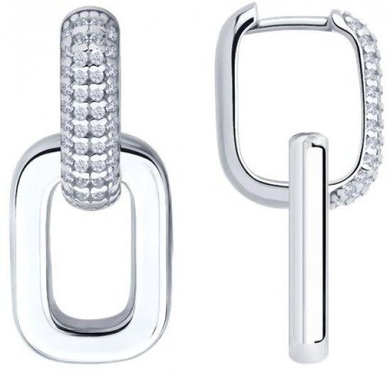 Серьги из серебра с фианитами