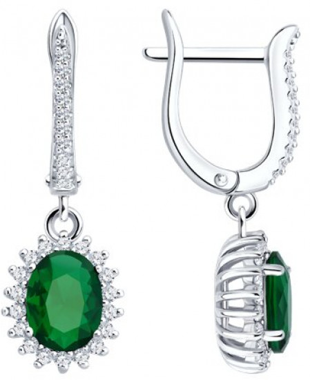 Серьги из серебра с фианитами