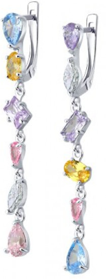 Серьги из серебра с фианитами