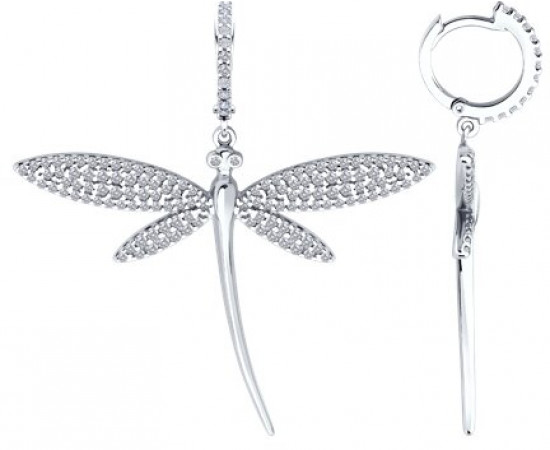 Серьги из серебра с фианитами