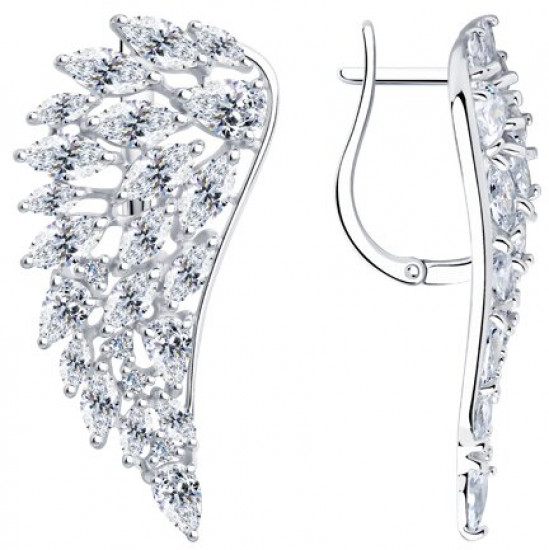 Серьги из серебра с фианитами
