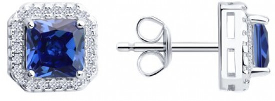 Серьги из серебра с фианитами
