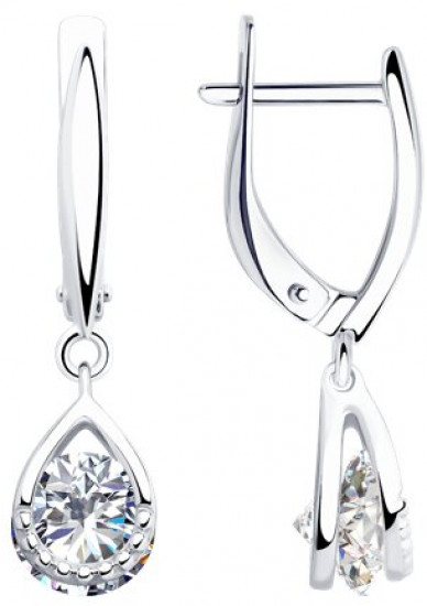 Серьги из серебра с фианитами