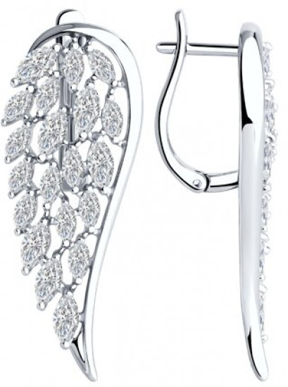 Серьги из серебра с фианитами