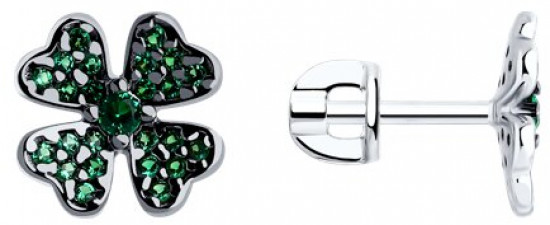 Серьги из серебра с фианитами