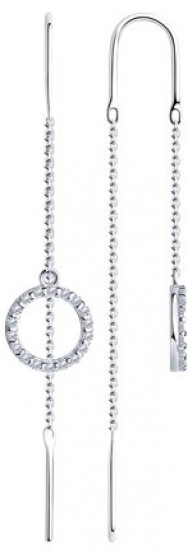 Серьги из серебра с фианитами