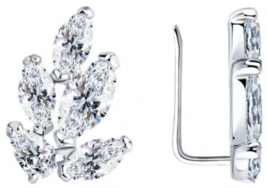 Серьги из серебра с фианитами