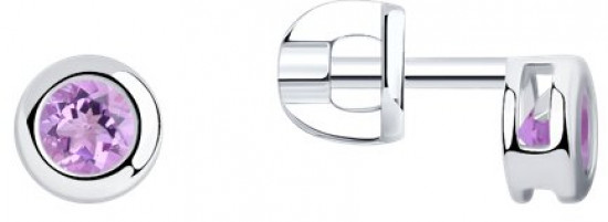 Серьги-пусеты из серебра с аметистами