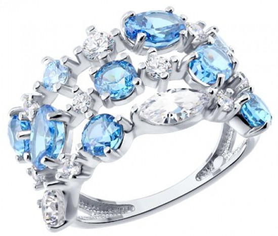 Кольцо из серебра с фианитами