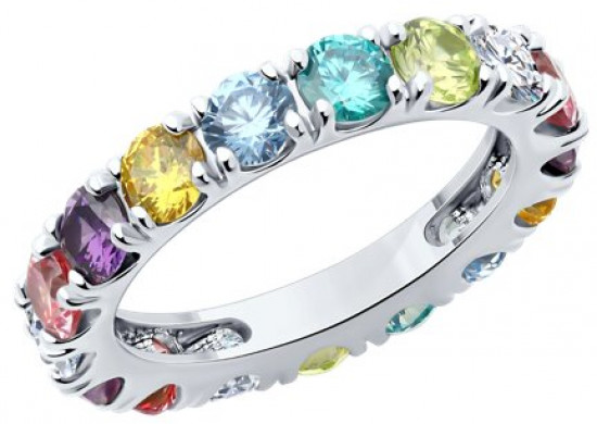 Кольцо из серебра с фианитами