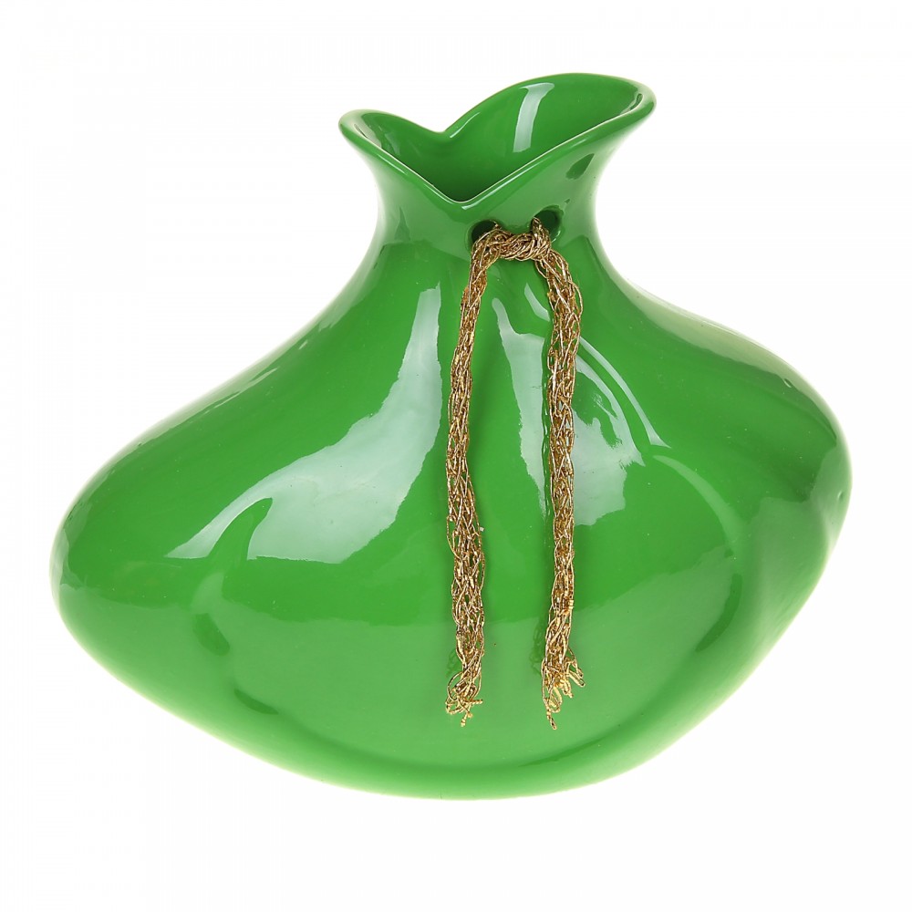 Ваза форма «Парус» малая, зеленая глянец