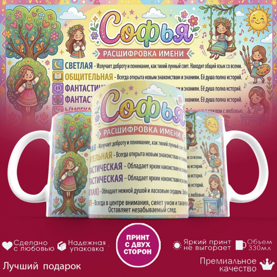 Кружка с принтом «Софья, расшифровка имени»