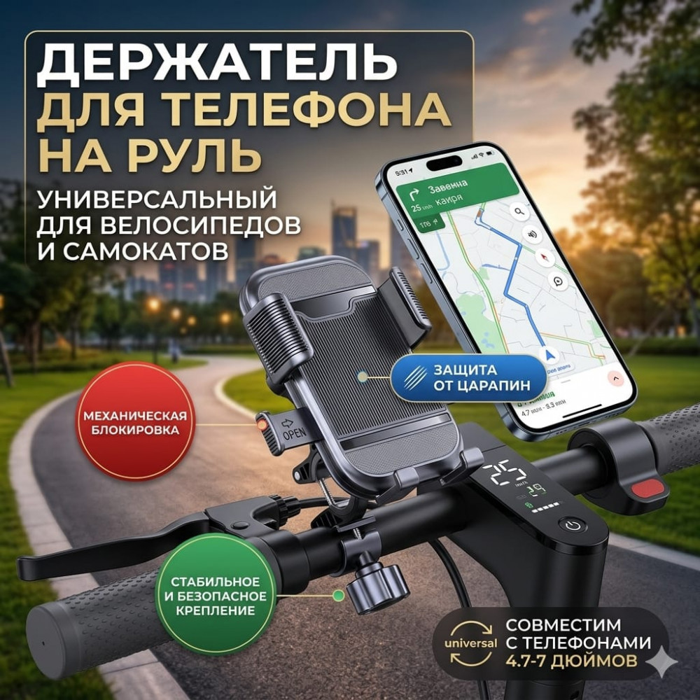 Держатель телефона на руль велосипеда и самоката