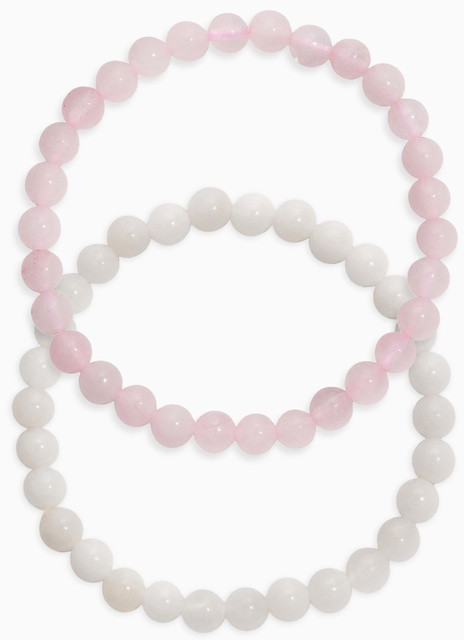 Набор браслетов из бусин «Кварц розовый и аквамарин» | Queen Fair