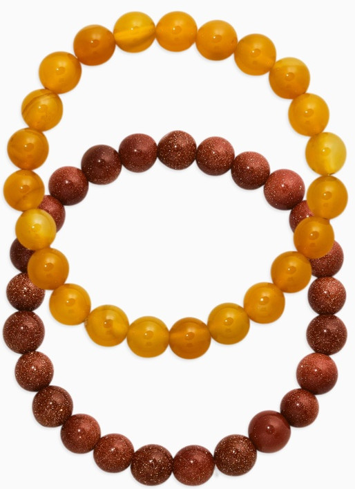 Набор браслетов «Цитрин и Авантюрин коричневый» | Queen Fair