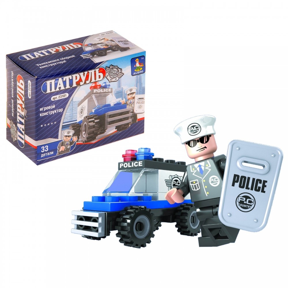 Конструктор «Полицейский джип», 33 детали | Патруль | Ausini