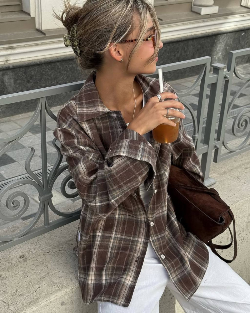 Рубашка женская в клетку