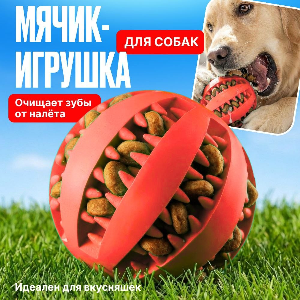 Игрушка-мячик для собак с отверстиями под лакомства