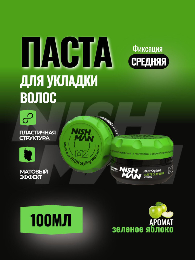 Глина для укладки волос сильной фиксации «Matte Clay M2 Keratin» | Nishman