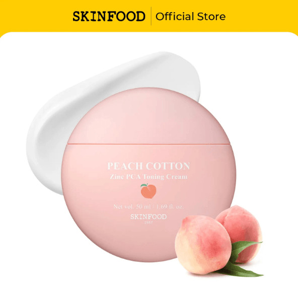 Матирующий тонирующий крем для лица с персиком и цинком «Peach Cotton Zinc PCA Toning Cream» | SkinFood