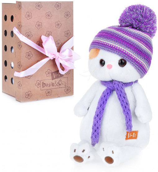 Игрушка мягкая «Кошка Ли-Ли в лиловом вязаном комплекте»