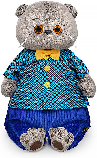 Игрушка мягкая «Кот Басик в рубашке с ромбами и брюках» | Budi Basa