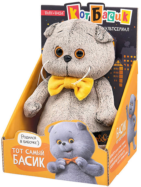 Игрушка мягкая «Кот Басик в галстуке-бабочке мультсериал» | Budi Basa