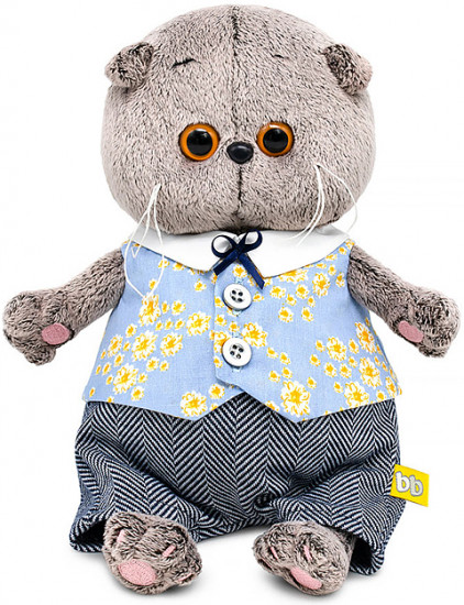 Игрушка мягкая «Кот Басик Baby в жилете в цветочек и брючках»